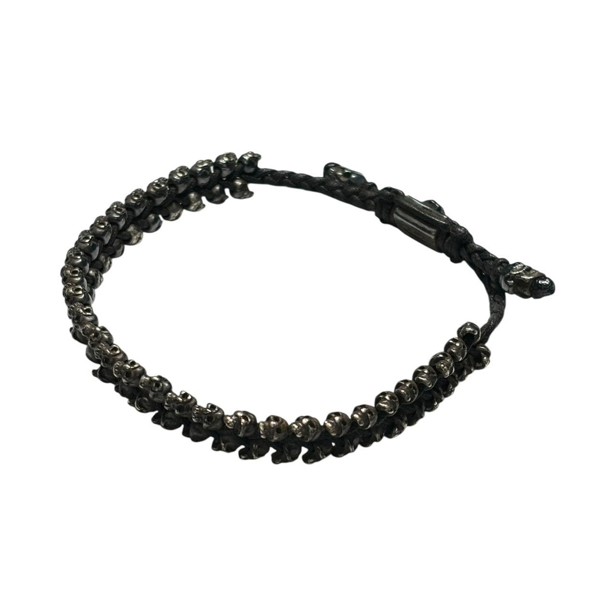 M COHEN Brass Skull Bracelet Black