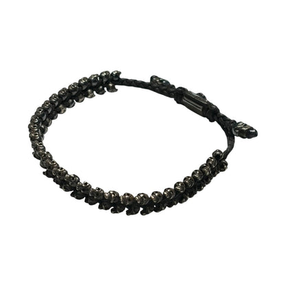 M COHEN Brass Skull Bracelet Black