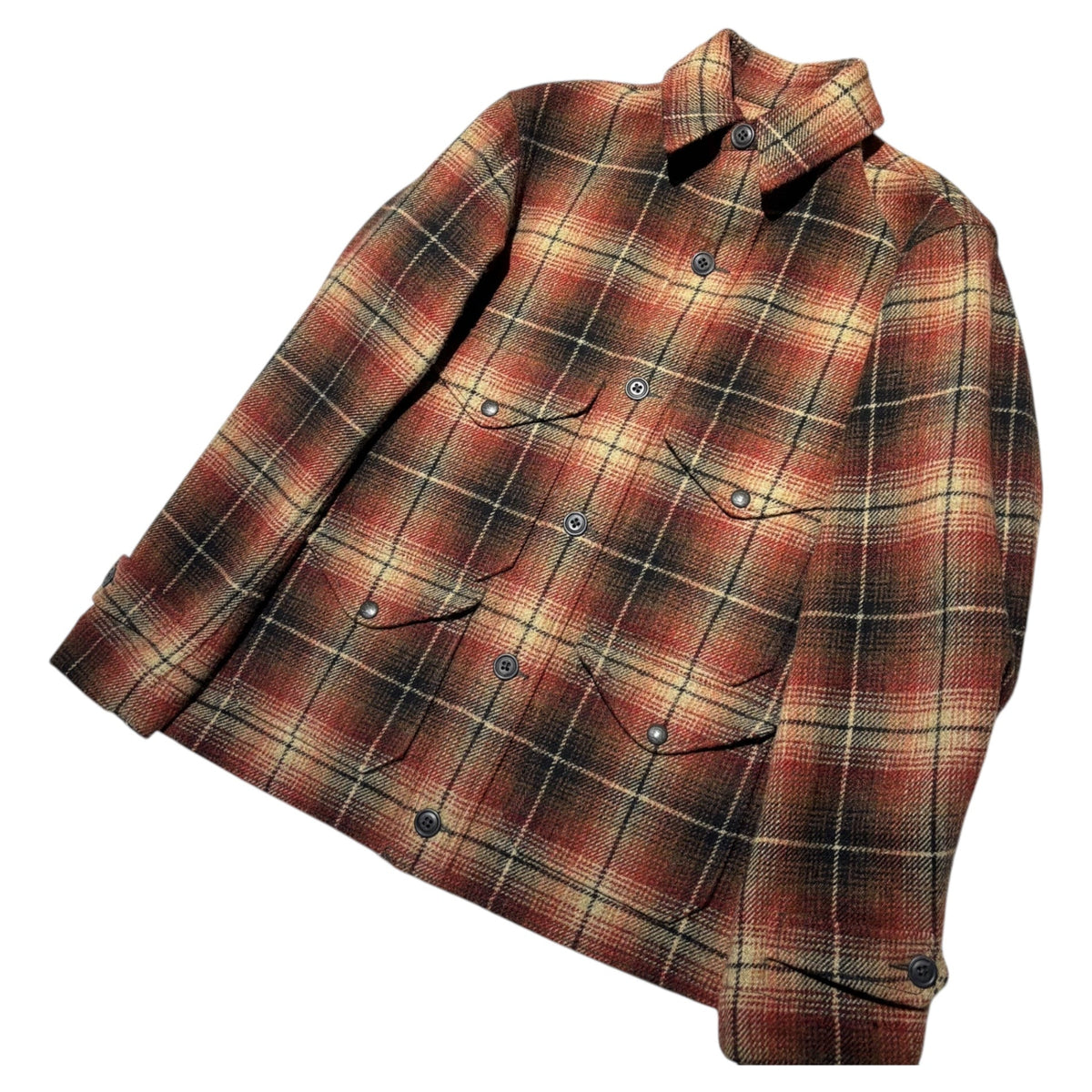 RRL Ombre Plaid Wool Hunting Jacket Red Beige Size S
