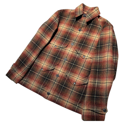 RRL Ombre Plaid Wool Hunting Jacket Red Beige Size S