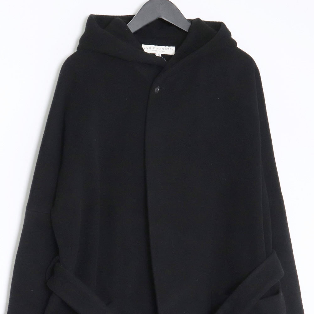 LUCIO VANOTTI Black Wool Cashmere Dolman Sleeve Coat Size 3
