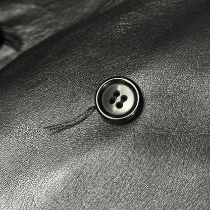 Y's bis 80s Lamb Leather Double-Breasted Coat Size FREE