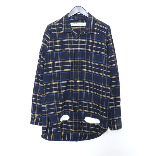 OFF-WHITE 17SS Diag Spray Check Shirt Blue Size XS