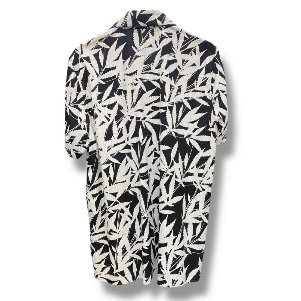 AMIRI Leaf Tencel SS Aloha Shirt Black White Size S