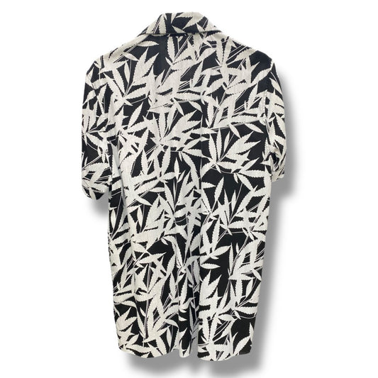 AMIRI Leaf Tencel SS Aloha Shirt Black White Size S