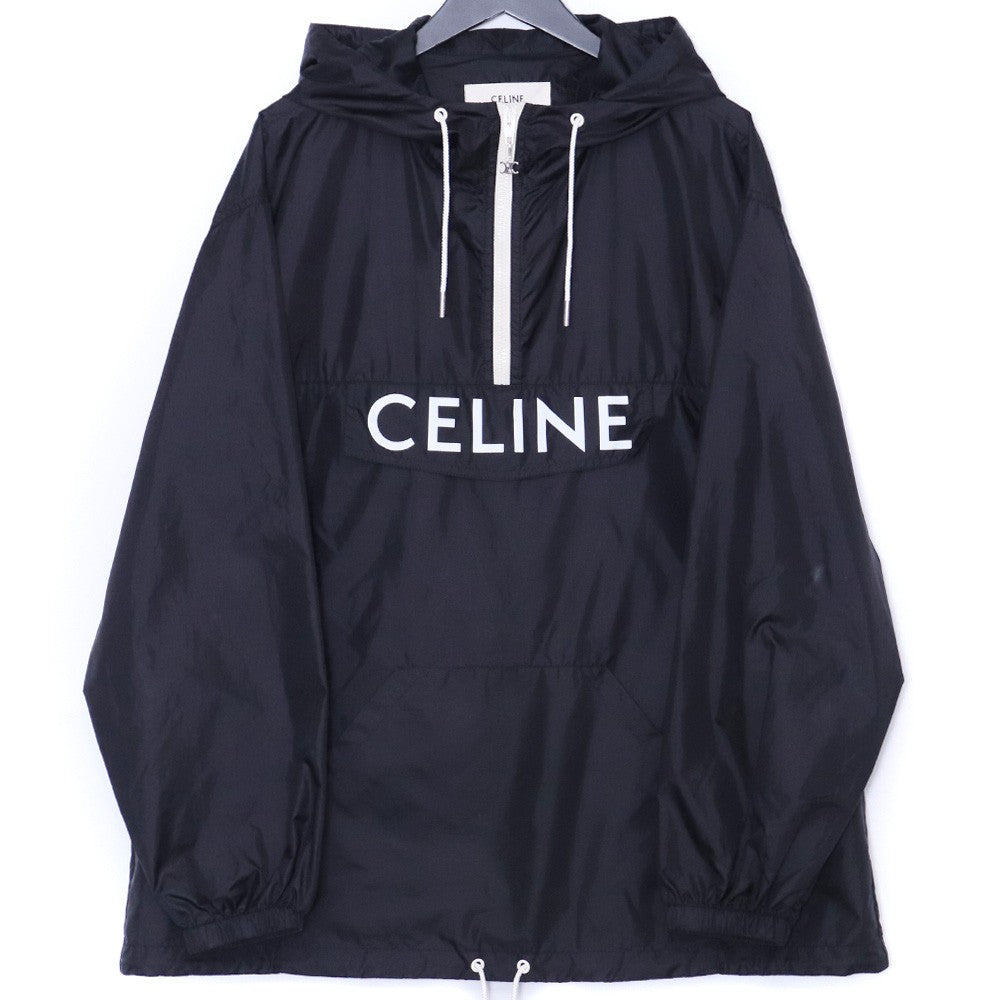 CELINE 22SS Eddie Slimane Nylon Logo Hoodie Black Size 50