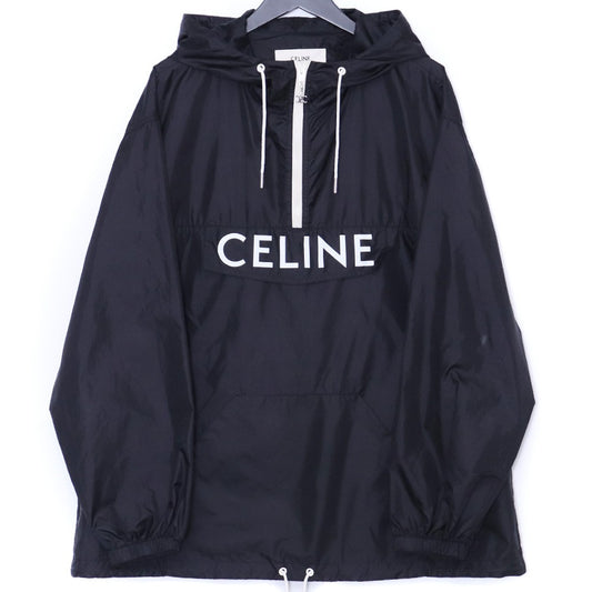 CELINE 22SS Eddie Slimane Nylon Logo Hoodie Black Size 50