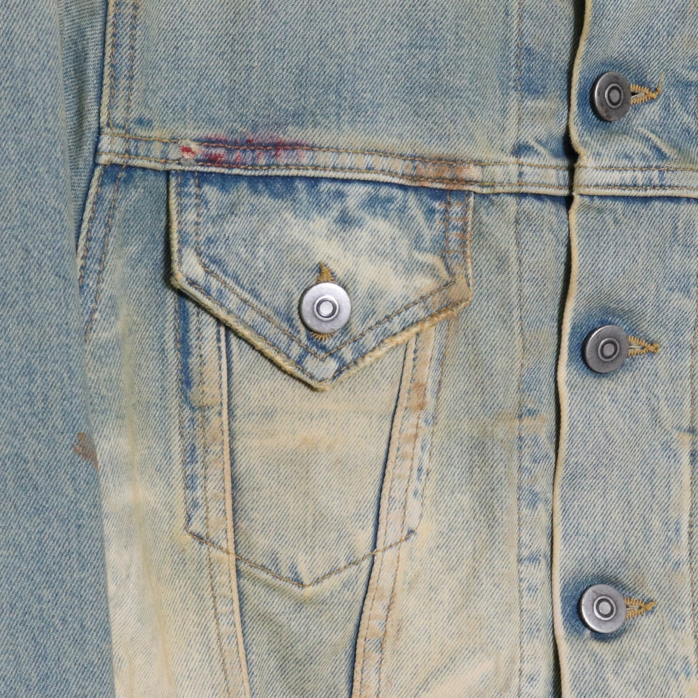 MAISON MARGIELA 22SS Vintage Denim Collarless Jacket Size 36