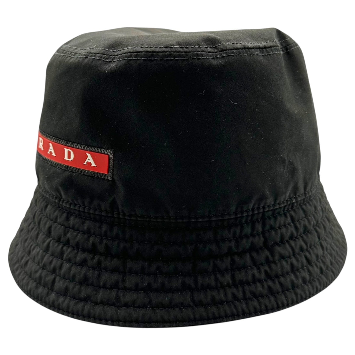 PRADA 00s Old Rubber Logo Bucket Hat Black/Red Size L