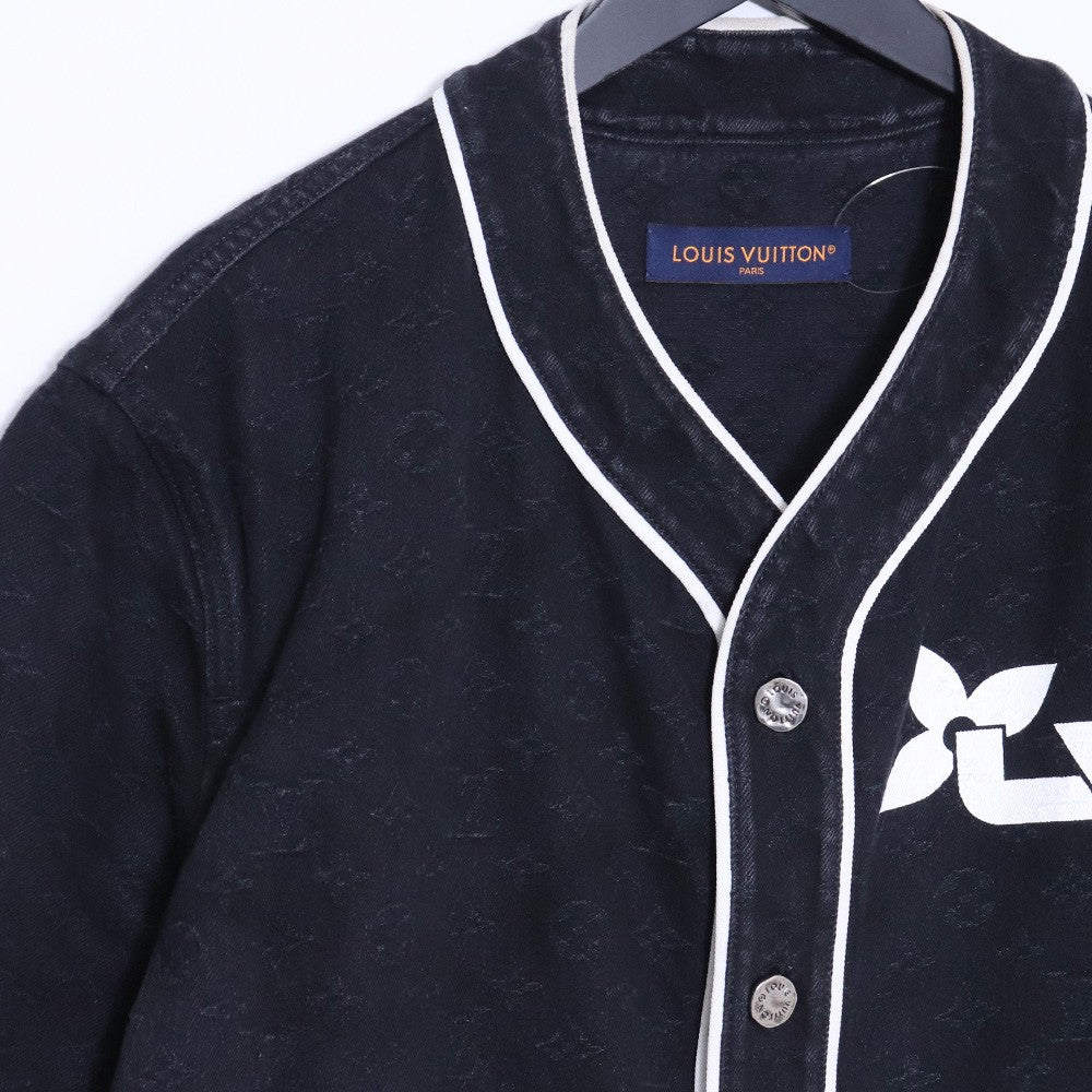 LOUIS VUITTON 23AW Monogram Denim Short Shirt Black Size L