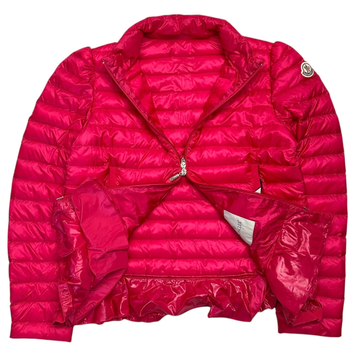 MONCLER AMITA Layered Ruffled Hem Light Jacket Pink Size 3