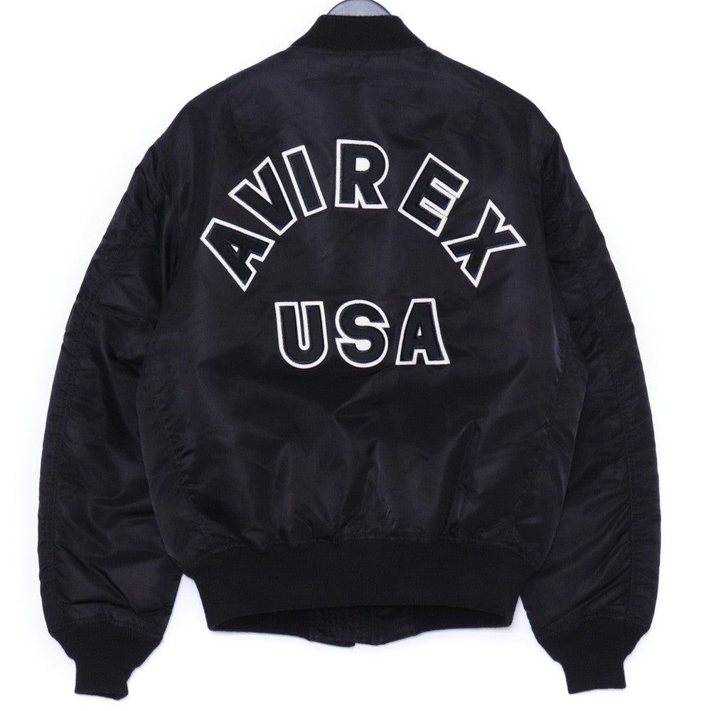 AVIREX MA-1 Commercial Logo Bomber Jacket Black Size L