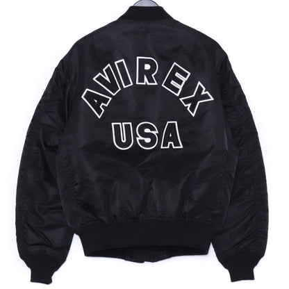 AVIREX MA-1 Commercial Logo Bomber Jacket Black Size L