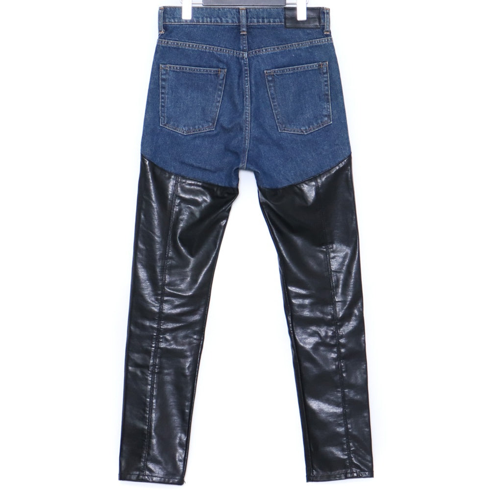 JOHN LAWRENCE SULLIVAN Leather Denim Jeans & Black Size L
