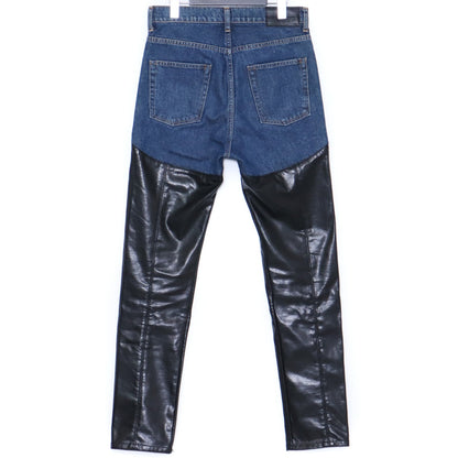 JOHN LAWRENCE SULLIVAN Leather Denim Jeans & Black Size L