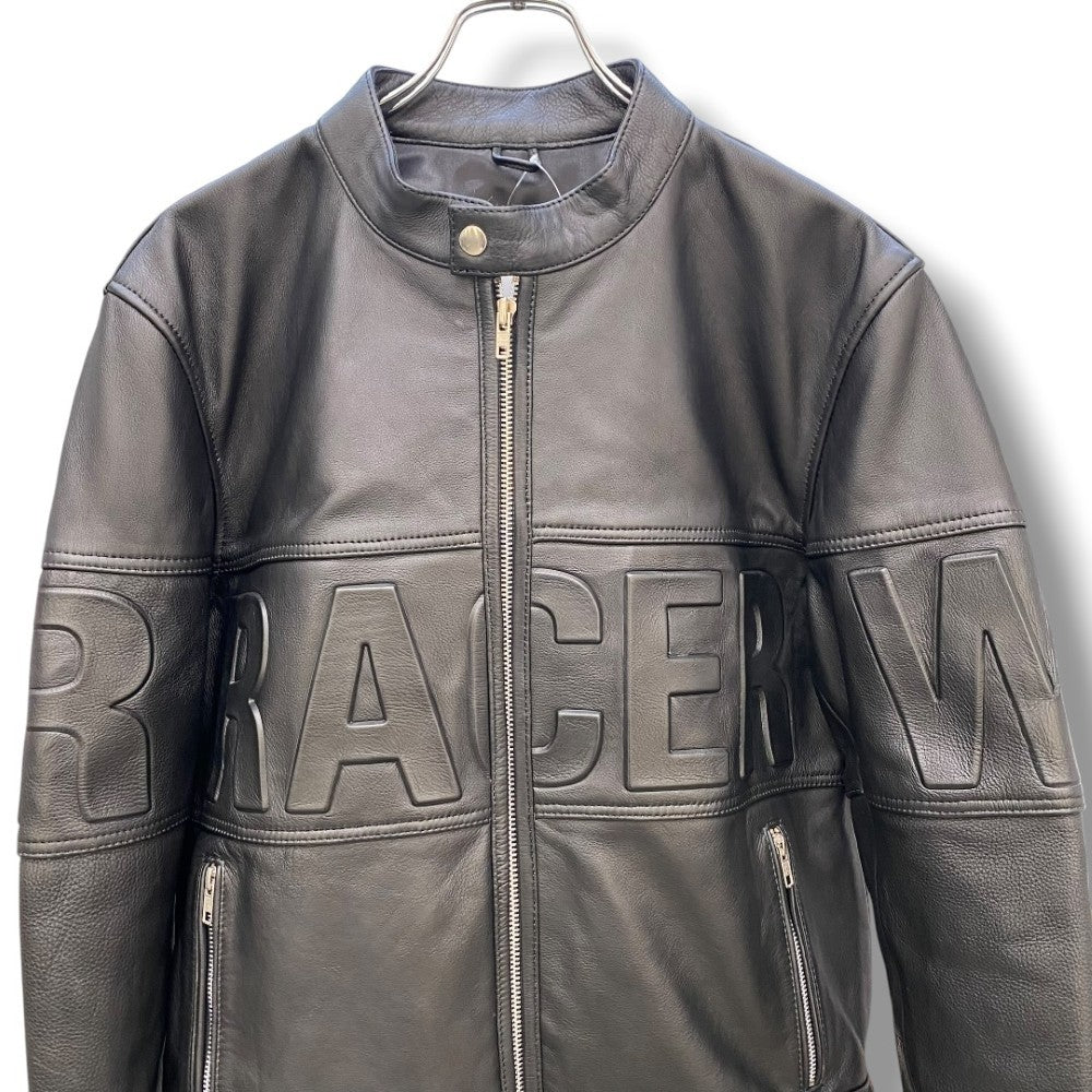 Racer Worldwide Black Leather Embossed Jacket Size S