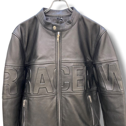Racer Worldwide Black Leather Embossed Jacket Size S