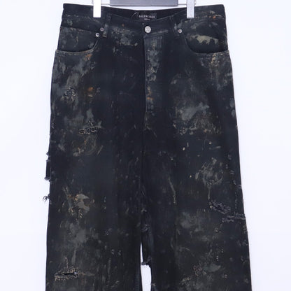 Balenciaga 23SS Super Destroyed Baggy Jeans Black Size S