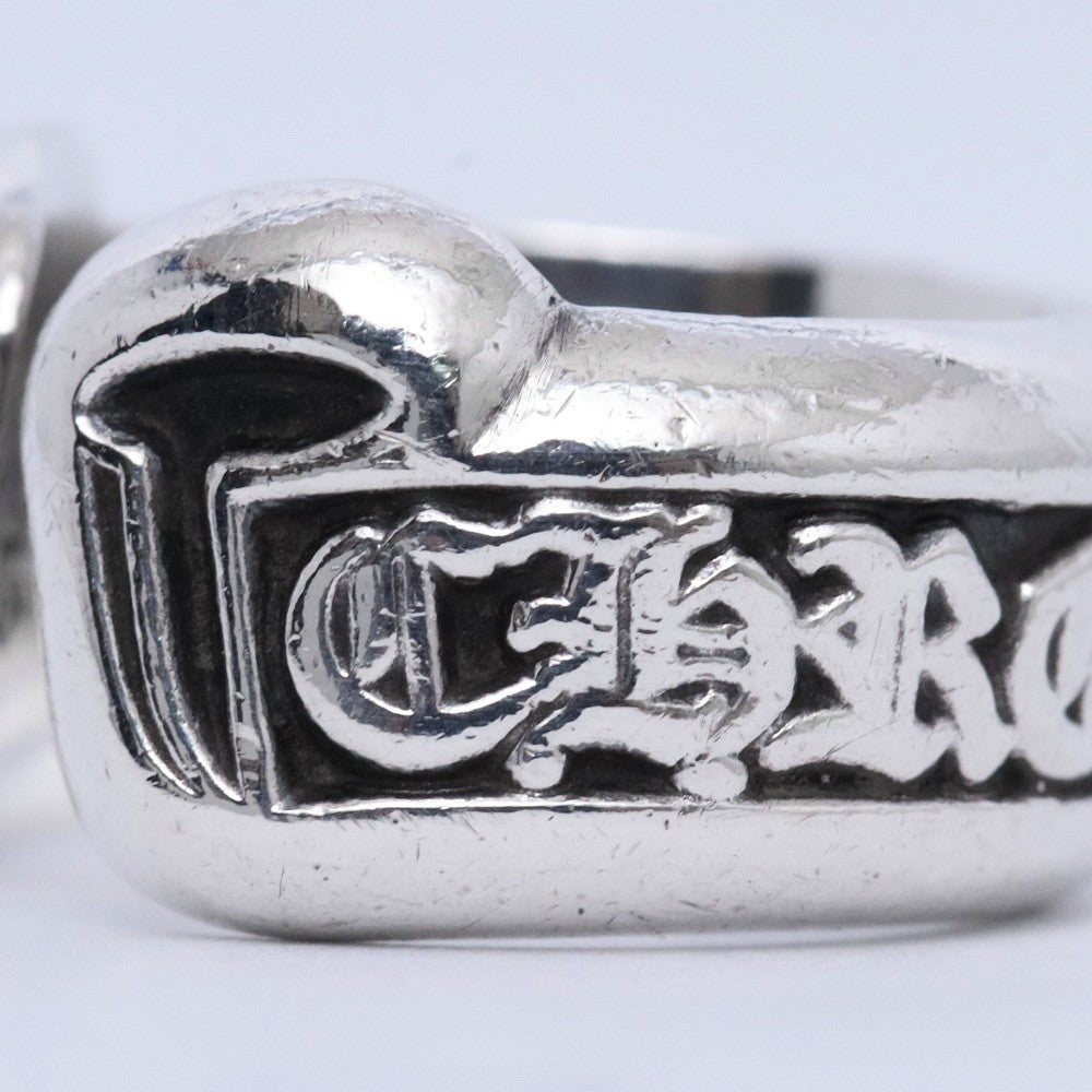 Chrome Hearts Small Scroll Label Ring Silver Size JP 4.5
