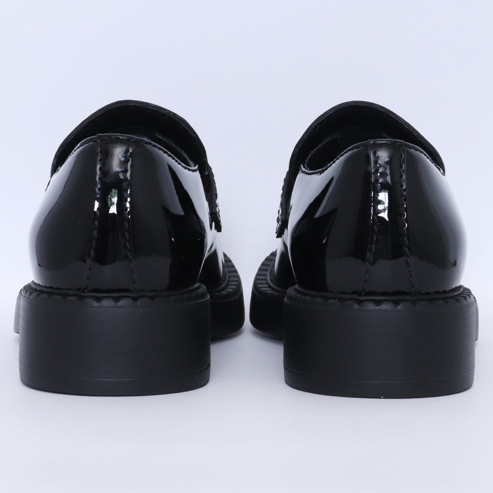 Prada Chocolate Brushed Leather Loafers Black Triangle Logo