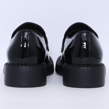 Prada Chocolate Brushed Leather Loafers Black Triangle Logo