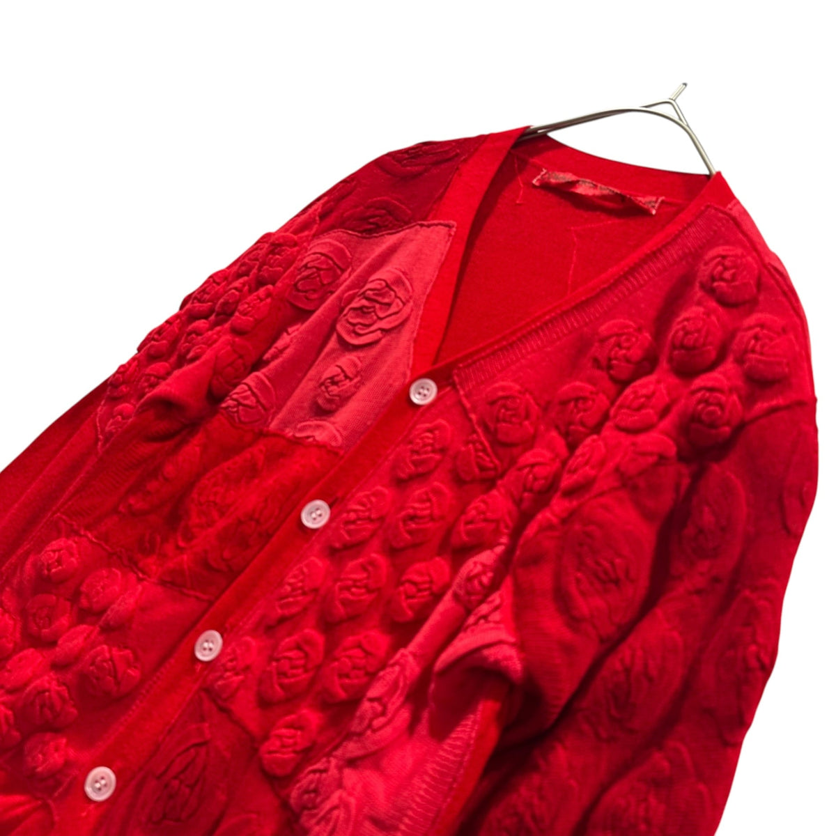 COMME des GARCONS 99AW Yarn-Dyed Cardigan Red Size FREE