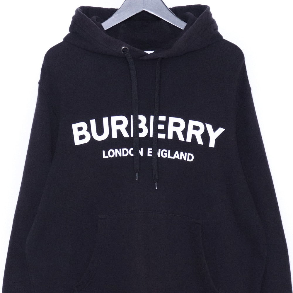 BURBERRY Front Logo Cotton Hoodie Black Size M