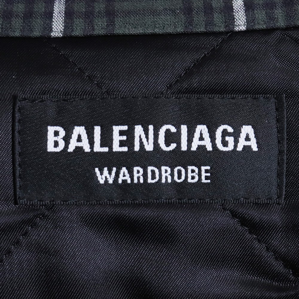 BALENCIAGA Padded Oversize Check Shirt Green Size 44