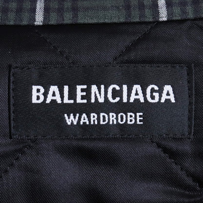 BALENCIAGA Padded Oversize Check Shirt Green Size 44