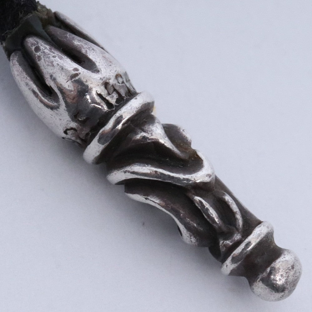 CHROME HEARTS Scroll Leather Braid Necklace Black Size F