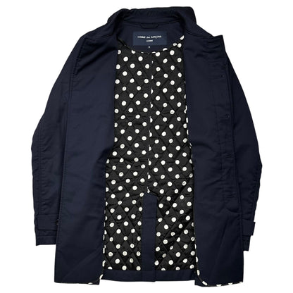 COMME des GARCONS HOMME 14AW Dot-Lined Wool Coat Navy Size S