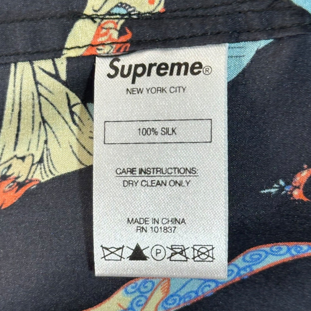 SUPREME 18SS Alphabet Silk Short Sleeve Black Multi Shirt Size S
