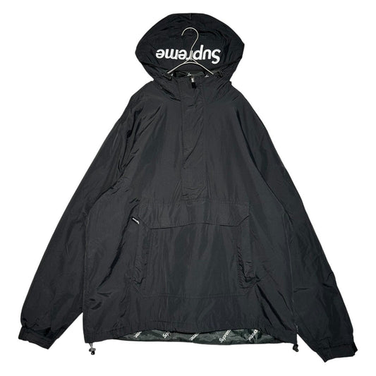 Supreme 17AW Hooded Logo Half Zip Anorak Hoodie Black Size L