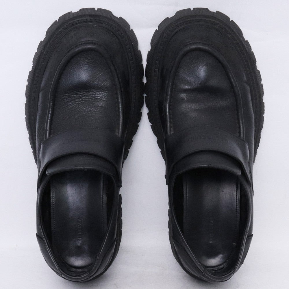 BALENCIAGA TRACTOR LOAFER Damaged Leather Loafers Black