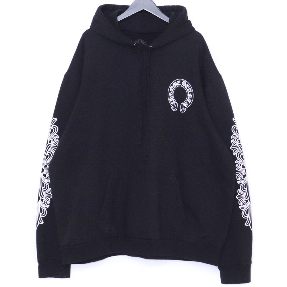 CHROME HEARTS Horseshoe Floral Cross Hoodie Black Size XXL