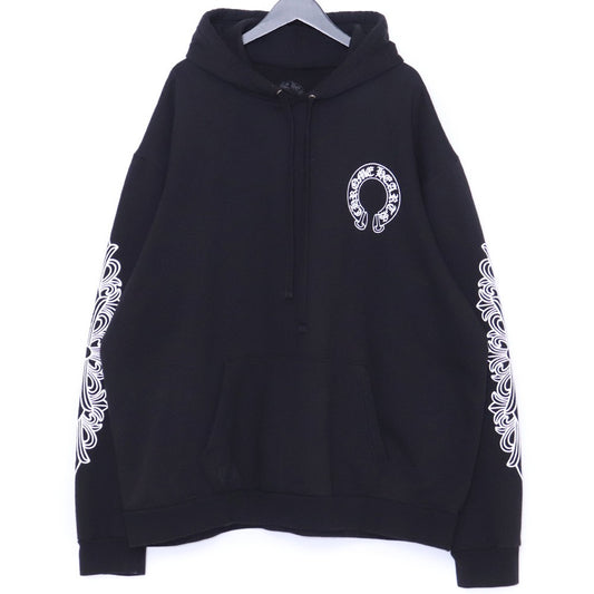 CHROME HEARTS Horseshoe Floral Cross Hoodie Black Size XXL