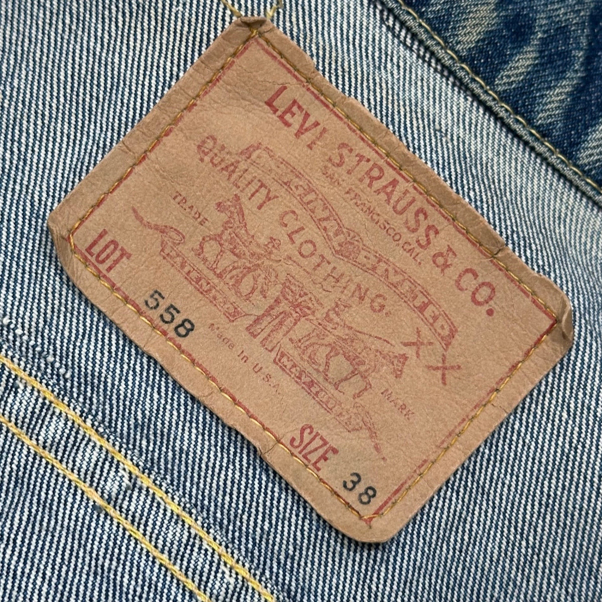 Levi's 60s Vintage 558 Big E Long Jacket Indigo Size 38