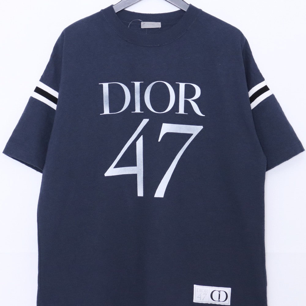 DIOR HOMME 24SS Damaged Slub Cotton T-Shirt Navy Size M