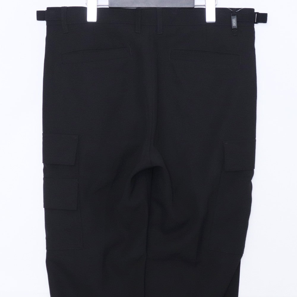 DIESEL Cool Wool Adjustable Belt Cargo Pants Black Size 30