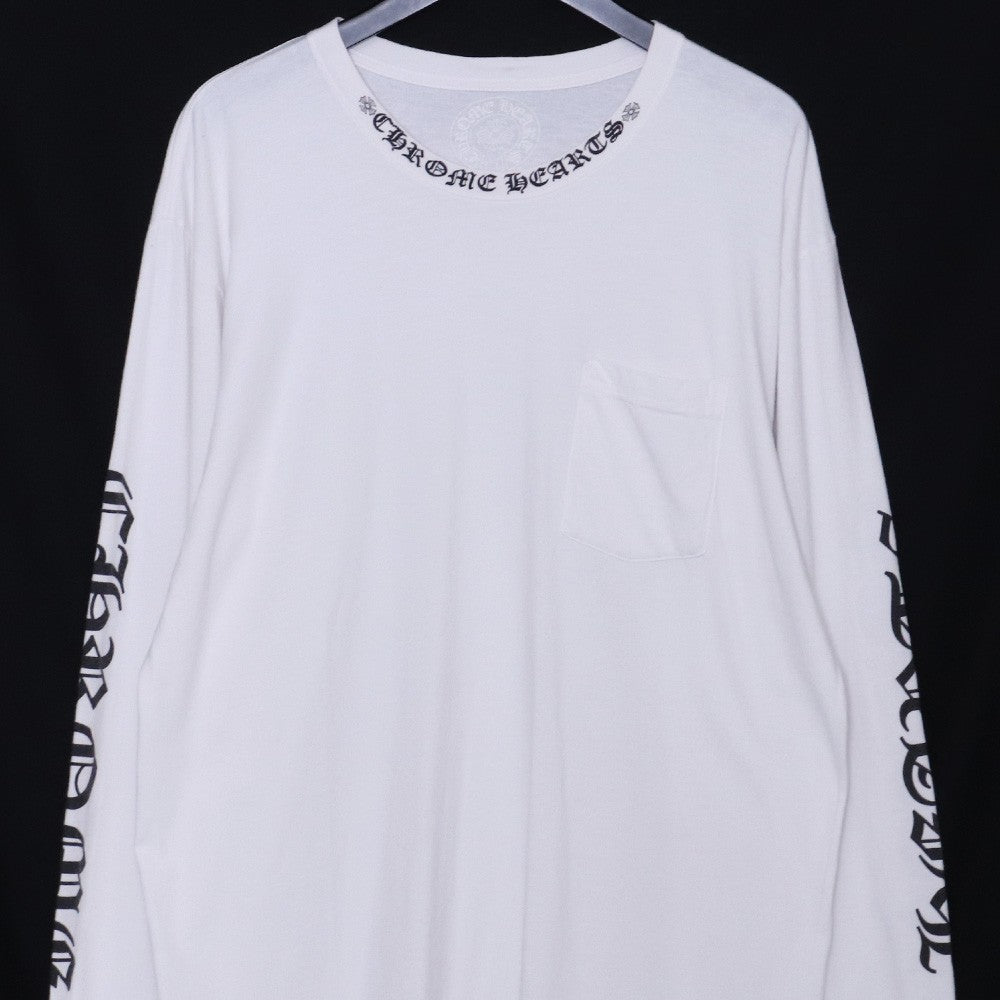 CHROME HEARTS Neck Logo Long Sleeve T-Shirt White Size XL