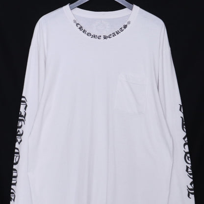CHROME HEARTS Neck Logo Long Sleeve T-Shirt White Size XL