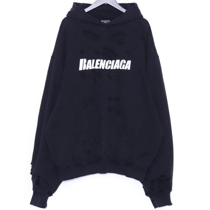 Balenciaga CAPS Destroyed Hoodie Black 21SS Size XS