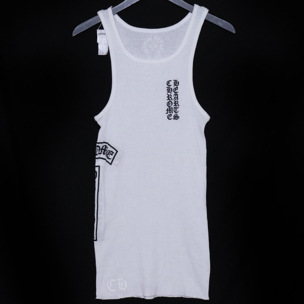 CHROME HEARTS Vertical Logo Rib Tank Top White Size S