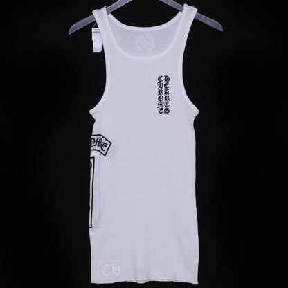 CHROME HEARTS Vertical Logo Rib Tank Top White Size S