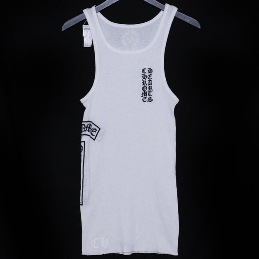 CHROME HEARTS Vertical Logo Rib Tank Top White Size S