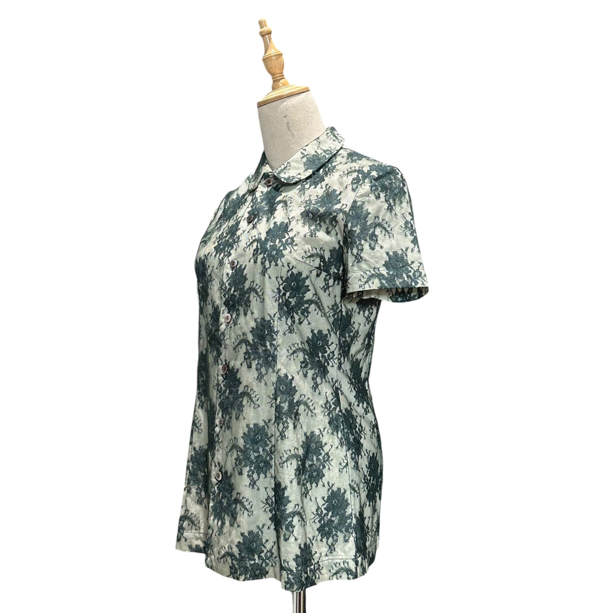 COMME des GARCONS 98SS Floral Lace S/S Shirt Green Size M