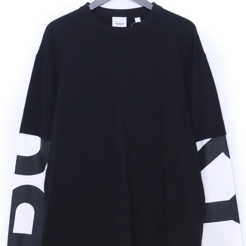 BURBERRY Layered Logo Print Long Sleeve T-Shirt Black Size M