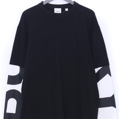 BURBERRY Layered Logo Print Long Sleeve T-Shirt Black Size M
