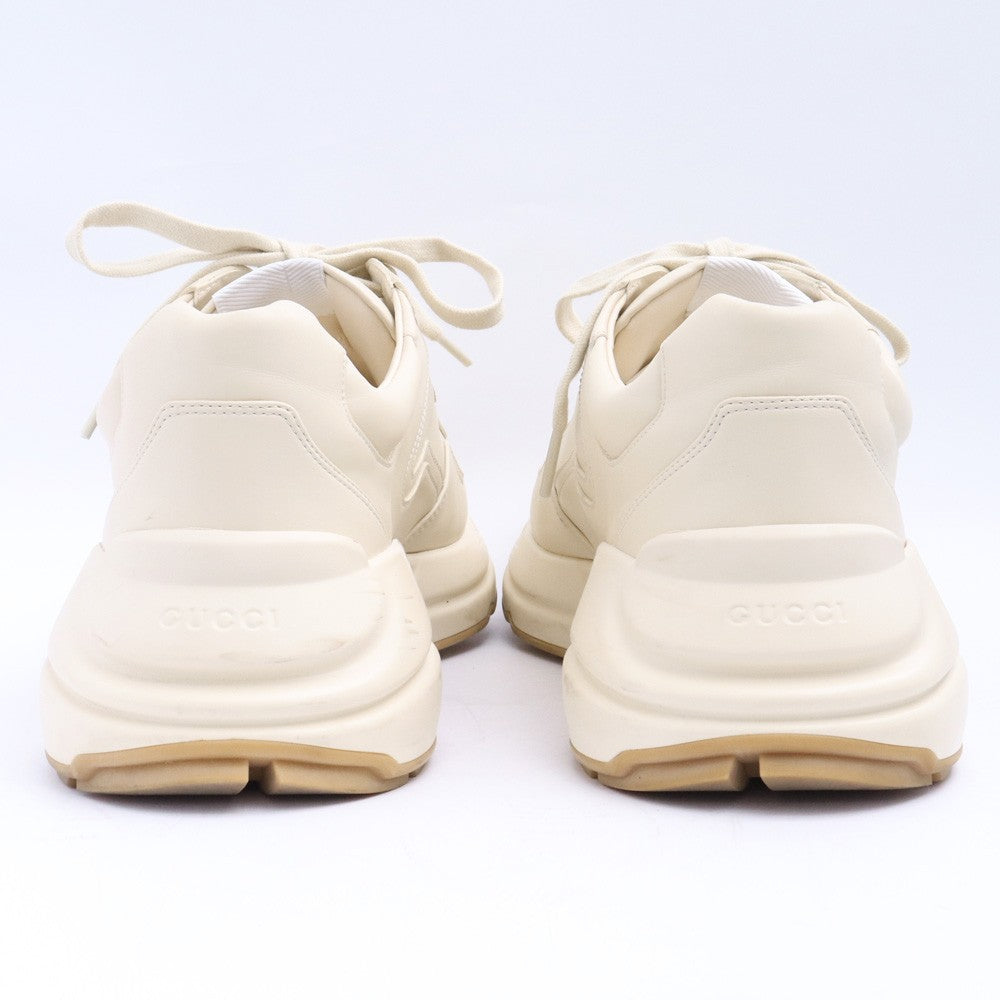 GUCCI Rhyton Logo Leather Lace-up Sneakers Beige Size 30cm