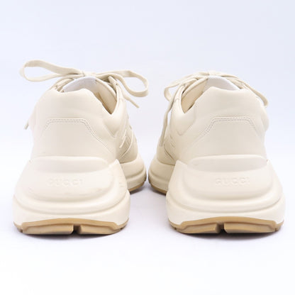 GUCCI Rhyton Logo Leather Lace-up Sneakers Beige Size 30cm